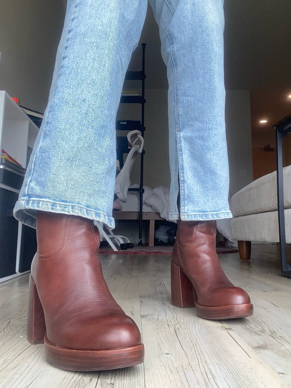 Kork-Ease Brown Leather Block Heel Tall Boots